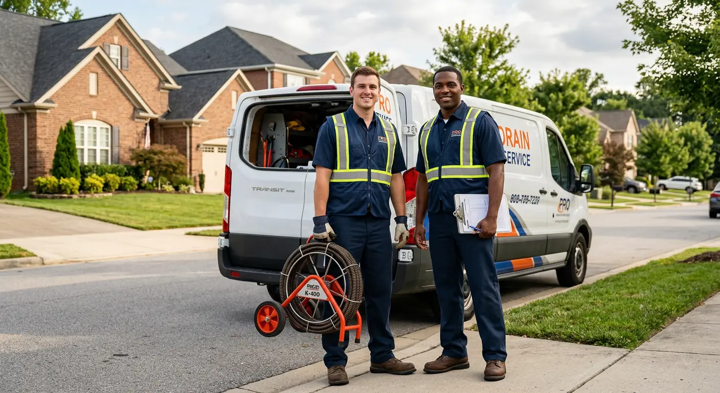 Sewer and drain service team with equipment ready for work in Duvall